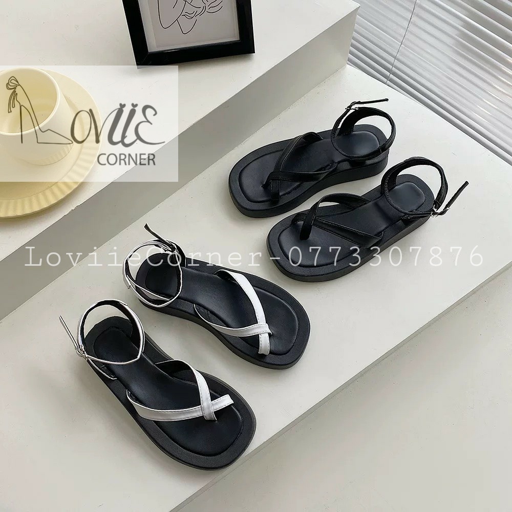 GIÀY NỮ LOVIIECORNER - SANDAL THỜI TRANG QUAI NGANG XỎ NGÓN MẢNH - GIÀY ĐẾ XUỒNG 3 PHÂN S220309 S220845