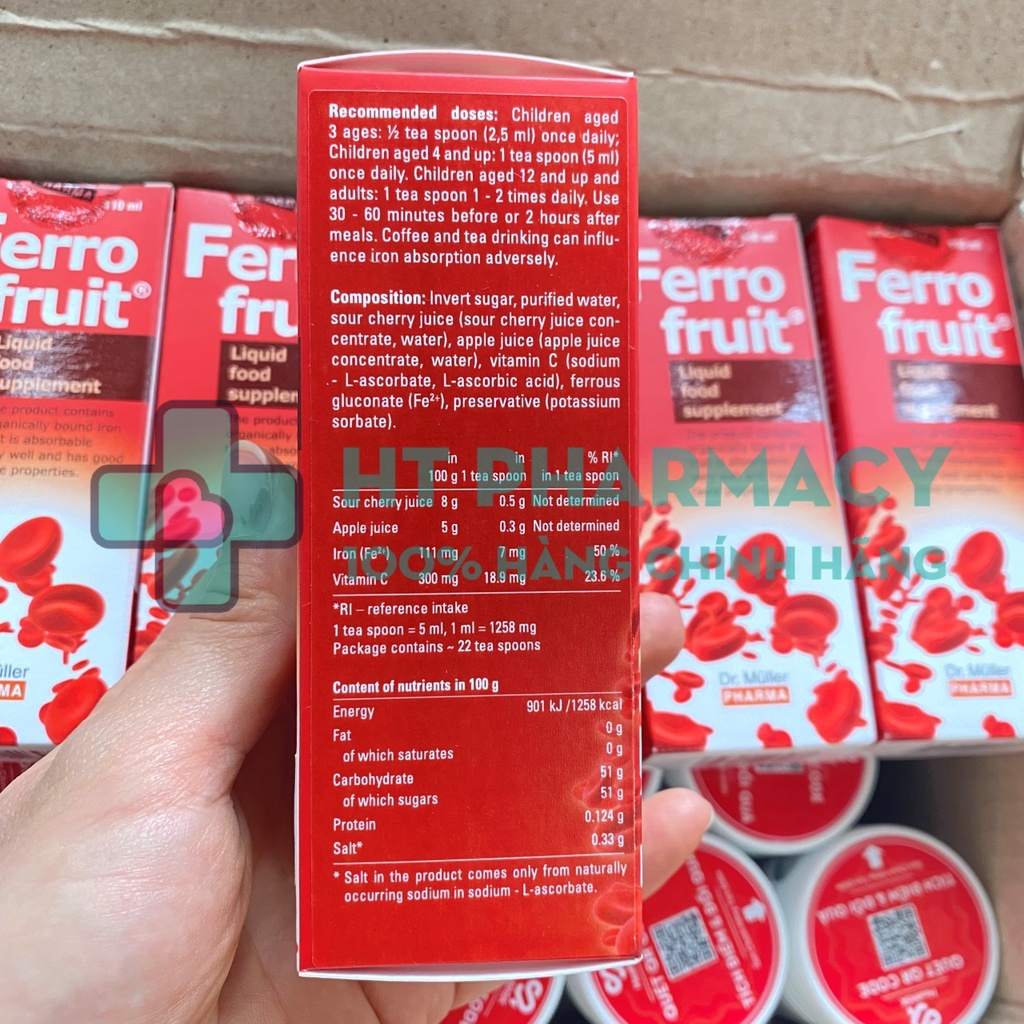 Siro sắt Ferro Fruit Dr.Muler 110ml vị trái cây bổ máu cho mẹ, bé và phụ nữ trong kỳ kinh