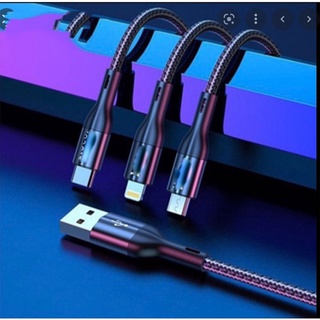 Cáp sạc nhanh 3 đầu Hoco + Micro USB + Type-C -Bọc dù X2 Max-Hàng[BH 1 ĐỔI 1]