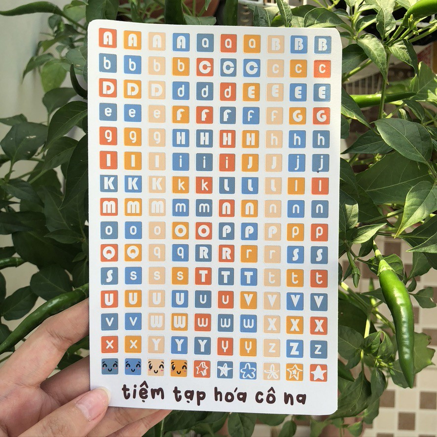 Bộ sticker/decal dán Bảng Chữ Cái ABC vuông/ các ngày trong tuần-trang trí sổ,bullet journal/dán thiệp -tiemtaphoacona