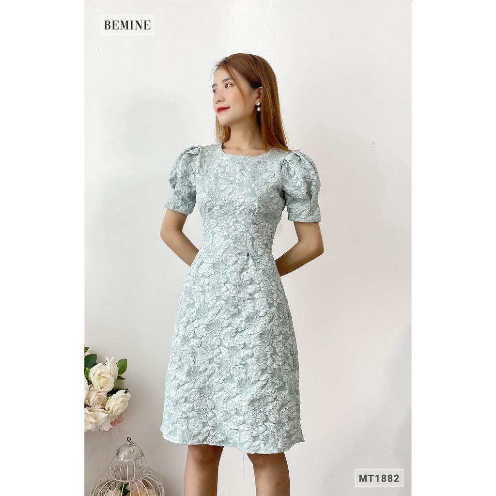 [Mã WABRWA15 giảm 15% đơn 300K] Đầm thanh lịch tay bồng ly eo BEMINE MT1882XANH | BigBuy360 - bigbuy360.vn