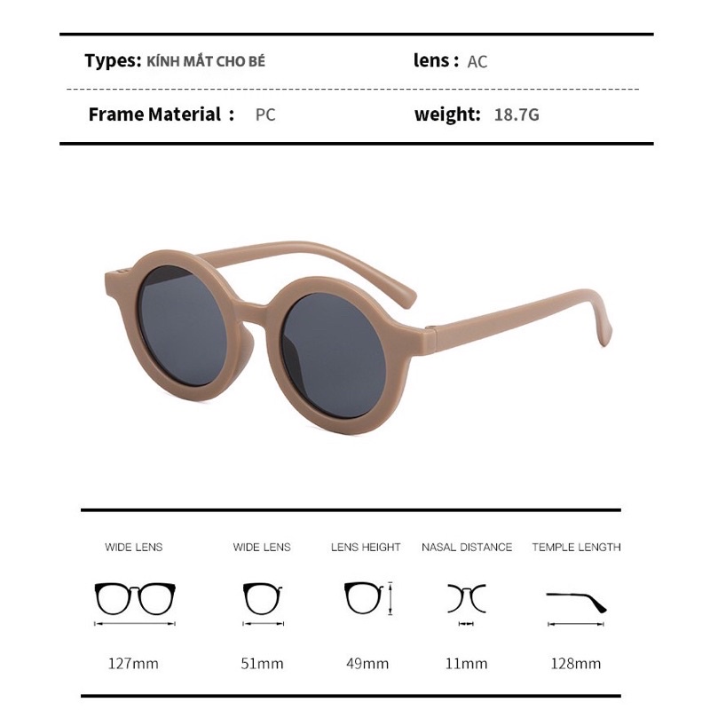 Kính mắt trẻ em, kính gọng tròn phong cách vintage cho bé trai bé gái K0007