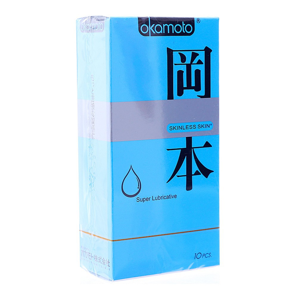 Bao Cao Su Siêu Mỏng Siêu Bôi Trơn Hộp 10 Cái Okamoto Skinless Skin Super Lubricated