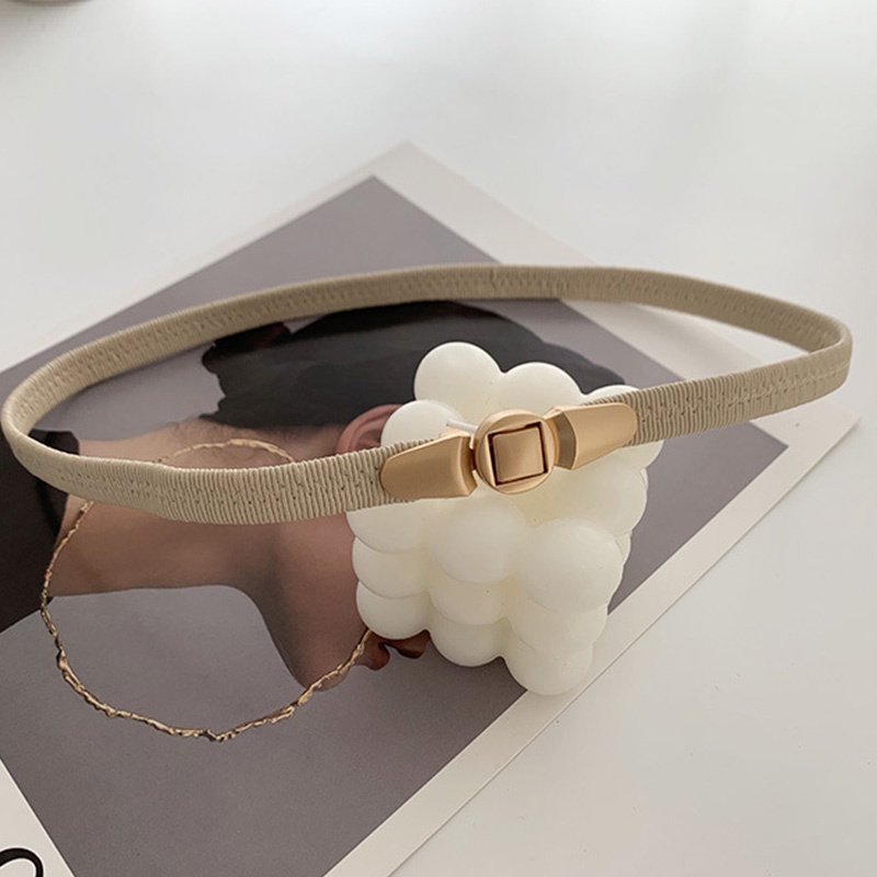 Thắt Lưng Da PU Co Giãn Phối Khóa Vàng Thời Trang Cho Nữ