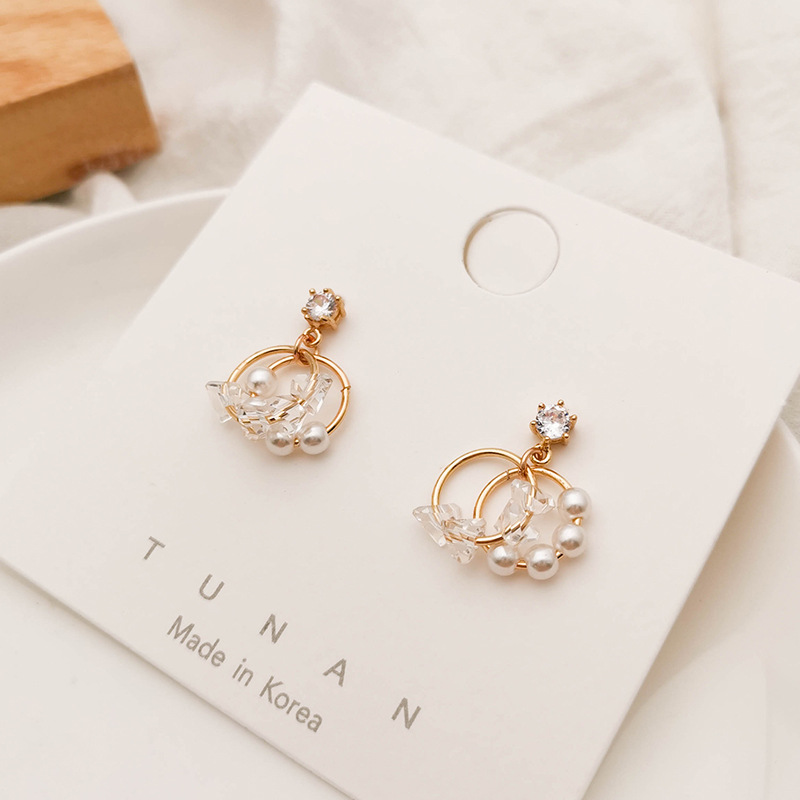 Bông tai đính ngọc trai phong cách cổ điển thanh lịch dành cho nữ
