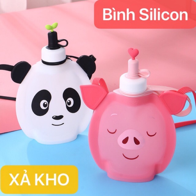 Bình nước silicon bình uống nước cho bé bình cute 350ml