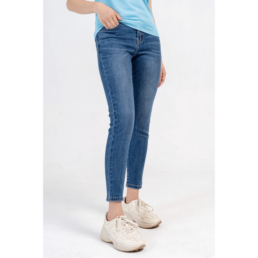 Quần Bò Nữ YODY Quần Jean màu xanh dáng bó co giãn năng động - QJN4002