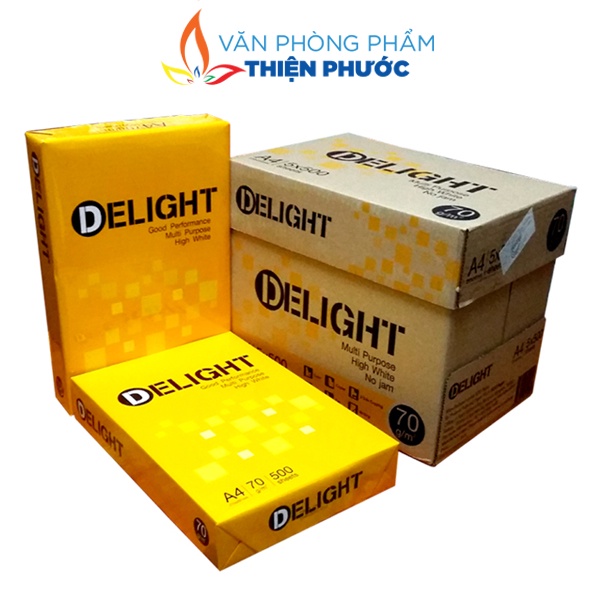 Giấy A4 Delight dày 70gsm xấp 500 tờ, xuất xứ Indonesia