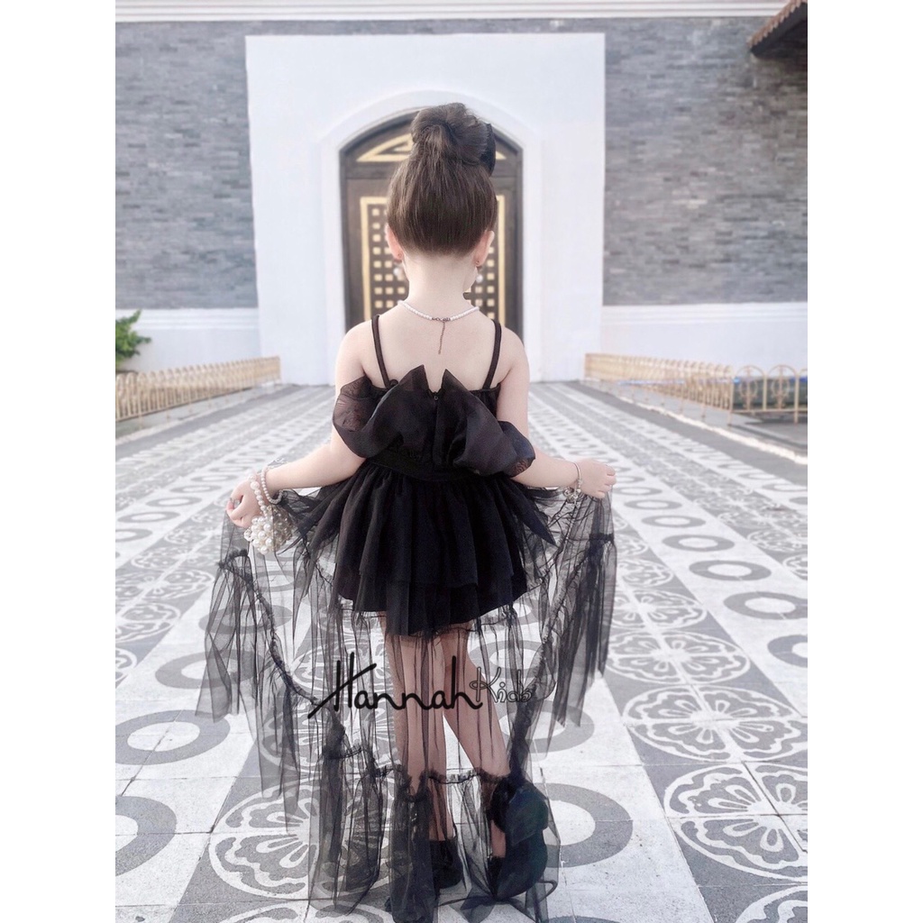 Đầm Công Chúa Đuôi Cá Cho Bé 8-39Kg, Váy Công Chúa Dự Tiệc 2 Dây Màu Đen/Trắng/Đỏ/Xanh Đuôi Cá Cho Bé HANNAH KIDS