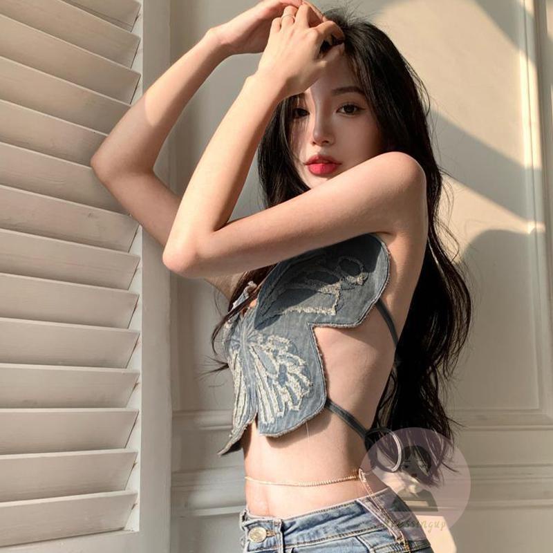 Áo Tank Top Hai Dây Hở Lưng In Họa Tiết Bướm 3D Thời Trang Mùa Hè Cho Nữ