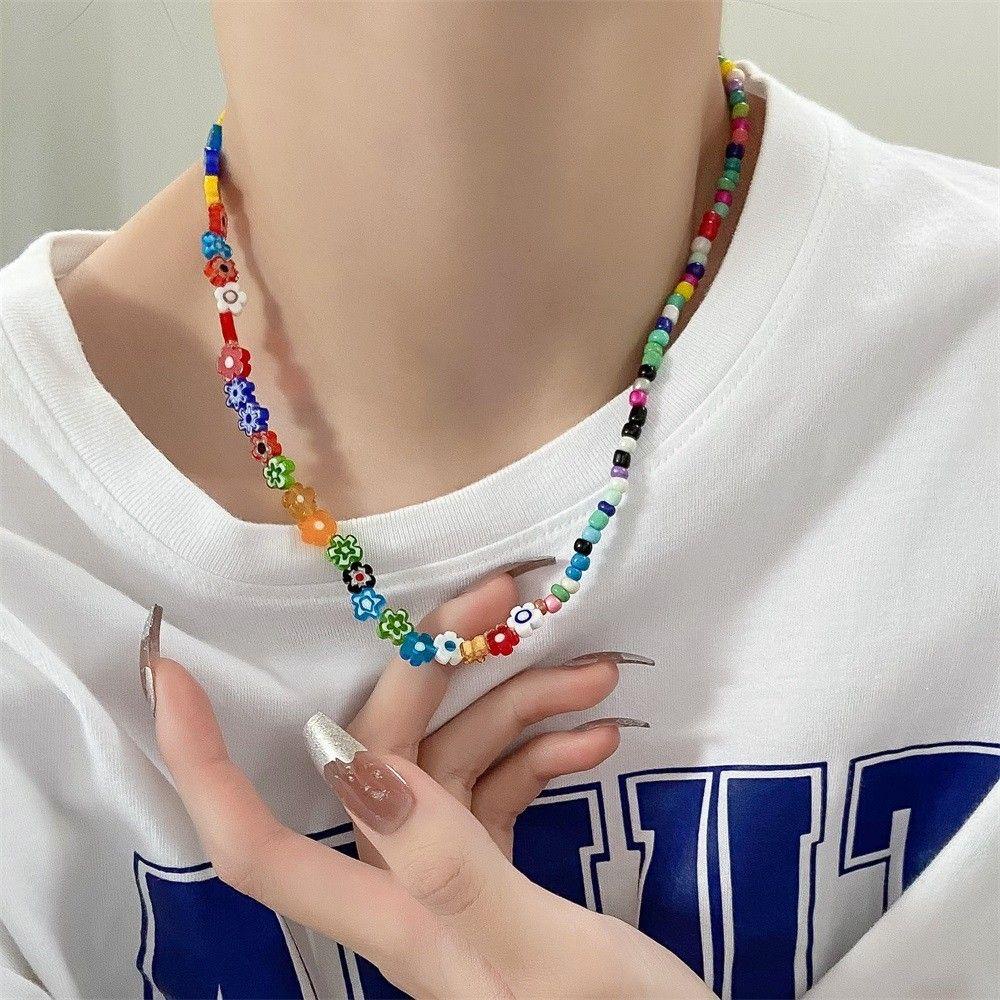 Dây Chuyền Chuỗi Hạt Nhiều Màu Sắc Họa Tiết Hoa Thời Trang Cho Nữ