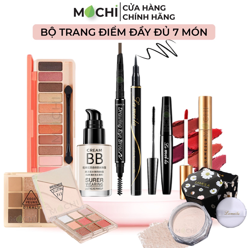 Bộ Trang Điểm Đầy Đủ 7 Món Makeup Kem Nền BB l Phấn Mắt l Kẻ Mắt Nước l Chì Kẻ Mày l Phấn Phủ l Mascara l Son Kem Lì | BigBuy360 - bigbuy360.vn