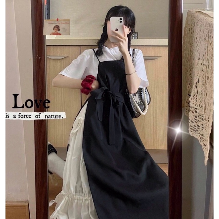 Set áo+ yếm váy ulzzang phong cách Hàn Quốc nữ tính | BigBuy360 - bigbuy360.vn