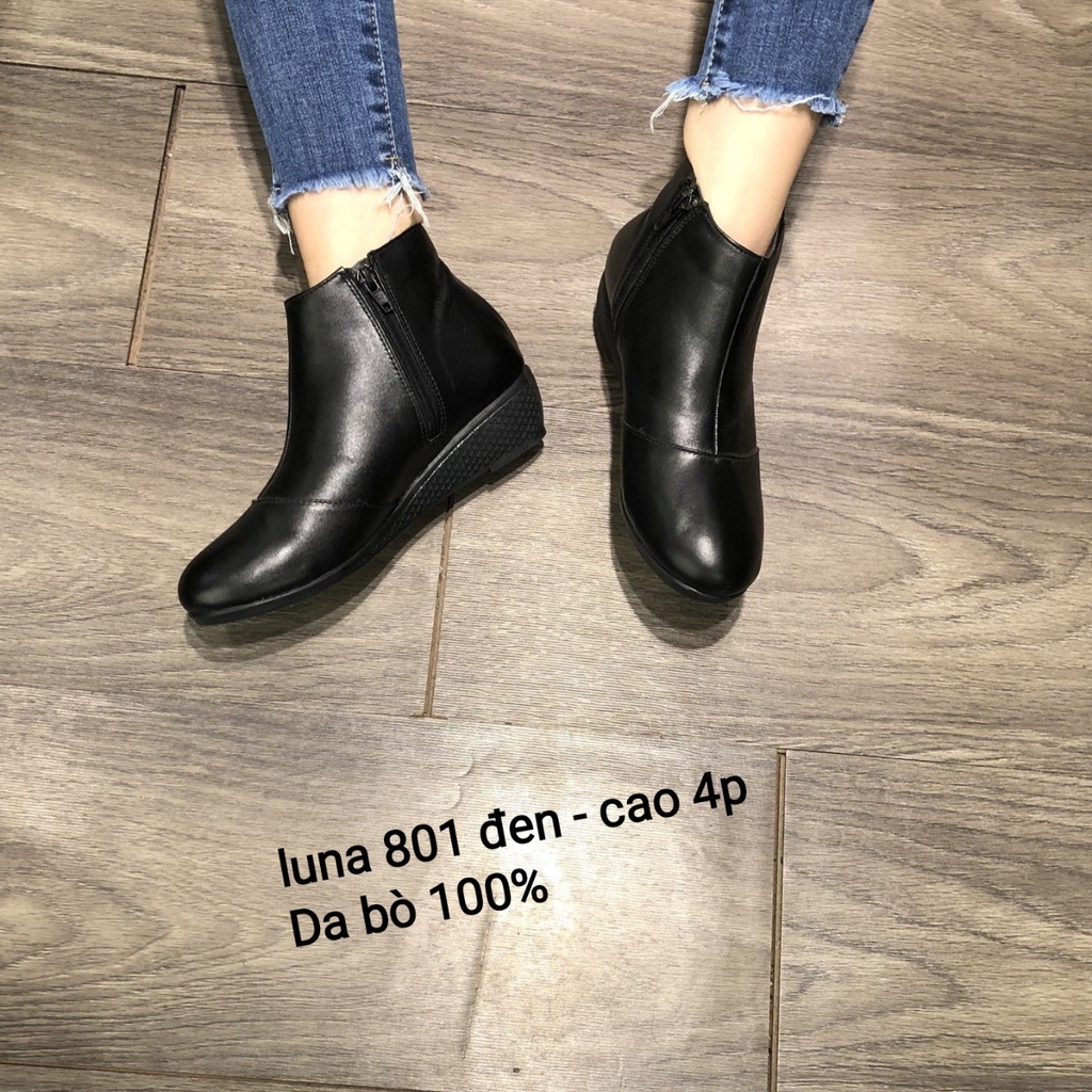 [GIẢM GIÁ] Bốt nữ Luna 801 da bò 100% ảnh thật bảo hành 24 tháng đi êm chân dễ phối đồ thời trang hàng hiệu