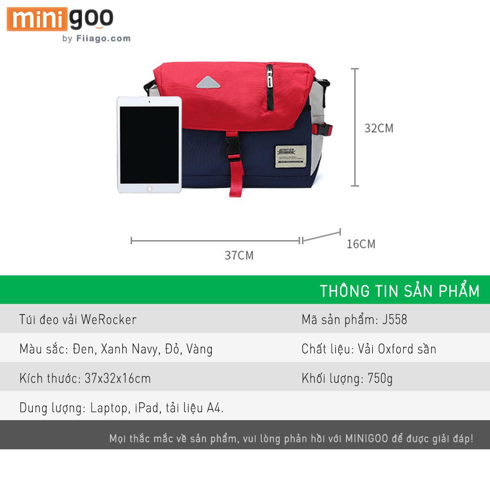 Túi Đeo Chéo Nam Size Lớn Bền Bỉ Nhiều Ngăn Thời Trang Cao Cấp WeRocker J558 MINIGOO