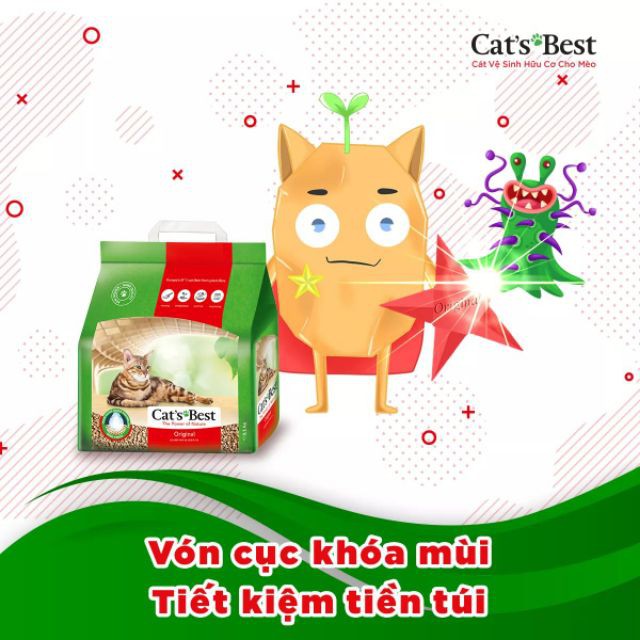 [TẶNG XÚC XÍCH] Cát hữu cơ cho mèo - CAT'S BEST ORIGINAL (5L) - Cát vệ sinh hữu cơ vón cục khử mùi và vi trùng