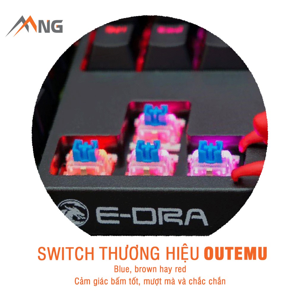 Bàn phím máy tính EDRA EK387 RGB Cơ Đèn Led Chống Nước Kèm 1 Keypuller Có Dây Chơi Game Văn Phòng 87 phím Outemu Switch