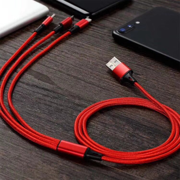 Cáp sạc và cáp OTG High-quality Nylon Braided Type-C Lightning Micro USB Data Cable 3 in 1 Fast Charge Stable Data Transmission Charging Cable