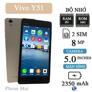 Điện Thoại Vivo Y51 Ram 2GB/16GB Hàng nhập khẩu Chơi  Zalo, chơi Liên Quân , game nặng ,fb,Titok.. Bảo hành 6 Tháng