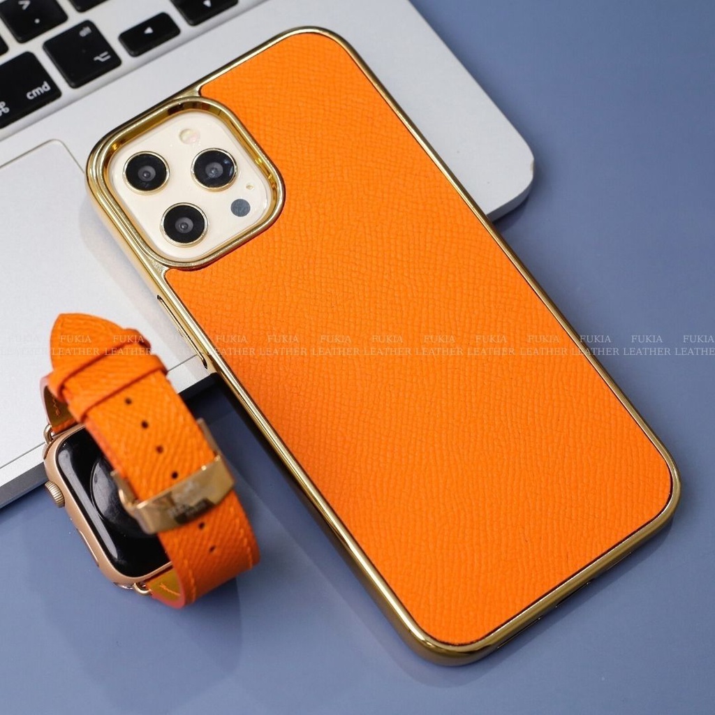 Ốp da thủ công Epsom Viền Gold dành cho IPhone 14/14Plus/14Pro/14Promax/13/13Pro/13Promax/12/12Pro/12Promax ODTC104