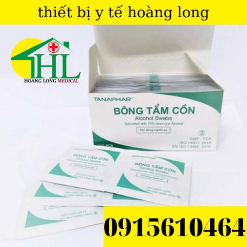 Bông Tẩm Cồn Tiệt Trùng TANAPHAR [HỘP 100 Miếng]