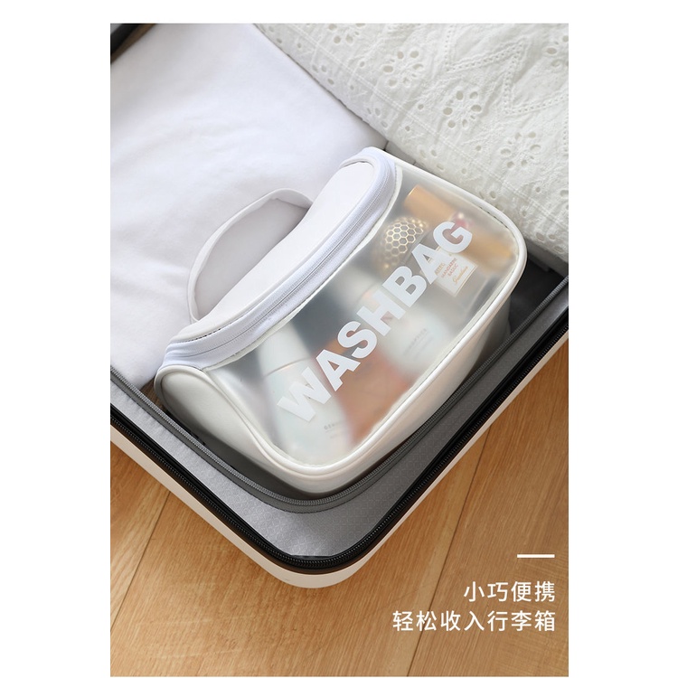 Túi Đựng Mỹ Phẩm Trong Suốt Chống Thấm Nước Sức Chứa Lớn In Chữ Thời Trang Cho Nữ