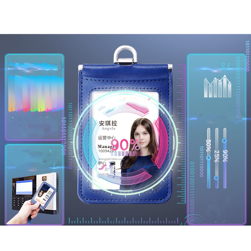 Dây Đeo Thẻ ID Bằng Da Trong Suốt Có Thể Tháo Rời Tiện Dụng Cho Nam Và Nữ