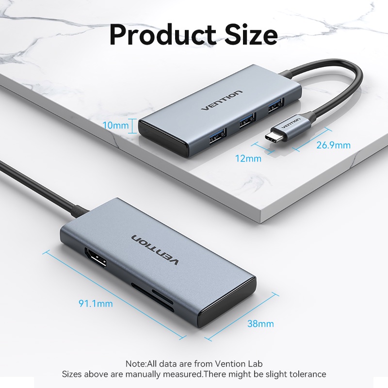 VENTION Đế Cắm Sạc USB 4K 3 Cổng USB-A HDMI + HDMI + Thẻ TF/SD 4K Chuyên Dụng Cho Máy Tính Bảng Samsung/ Huawei/ Dell/ Huawei