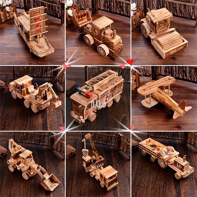 BĐồ trang trí bằng gỗ bán chạy ở các điểm du lịch, thủ công, máy kéo, xúc, cần cẩu, xe cứu hỏa, trộn, cổ