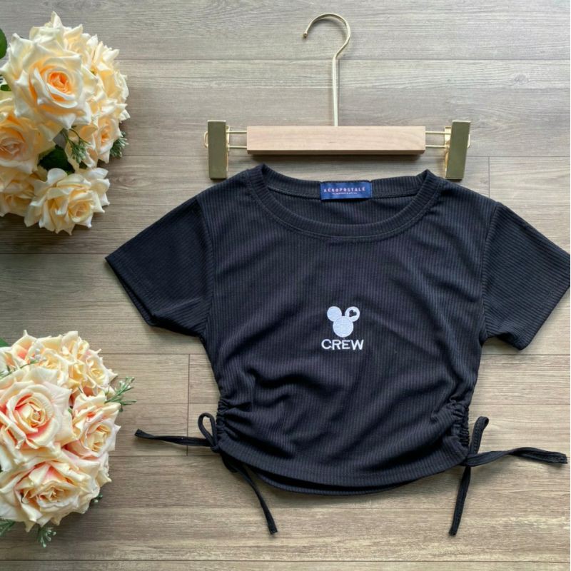 ÁO CROPTOP THÊU CREW RÚT 2 BÊN A3