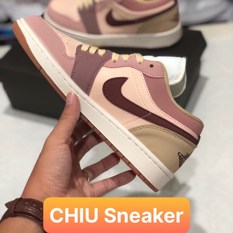 Giày Sneaker Nữ Jordan cổ thấp trà sữa phiên bản cao cấp giày thể thao nữ Jordan 1 low trà sữa