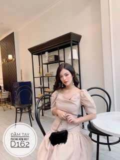 Bigsize Đầm tay phồng kèm belt D162
