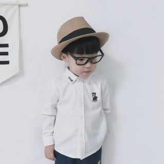Sơ mi bé trai thêu logo ngực
