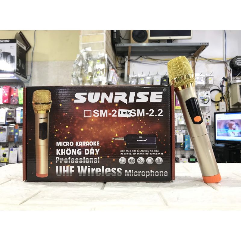 Micro không dây karaoke Sunrise SM-2, mic đa năng sóng UHF chống hú, độ nhạy cao - SUNRISE SM2