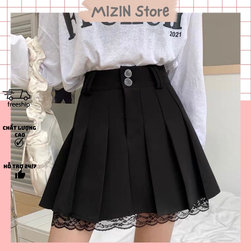 【Mizinstore】 Chân Xếp Ly Ngắn Cạp Cao Phối Ren Chất Tuyết Mưa Dày Mịn Cao Cấp (2 Lớp)