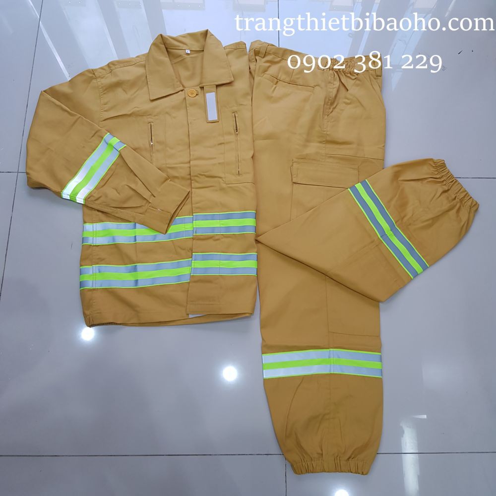 Bộ quần áo PCCC màu vàng phối phản quang theo Thông tư 48/2015/TT-BCA