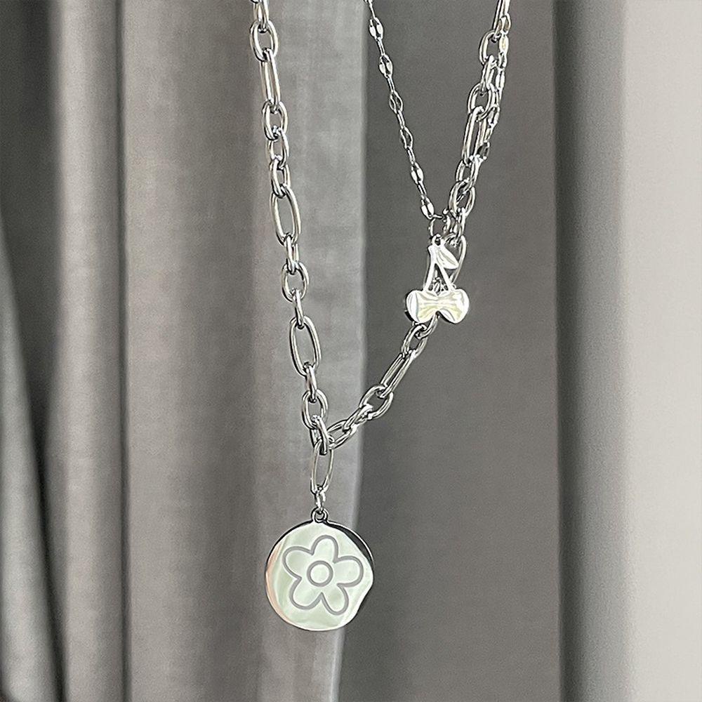 AROMA Vòng cổ Hai Lớp Mặt Quả Cherry Thời Trang Dành Cho Nữ