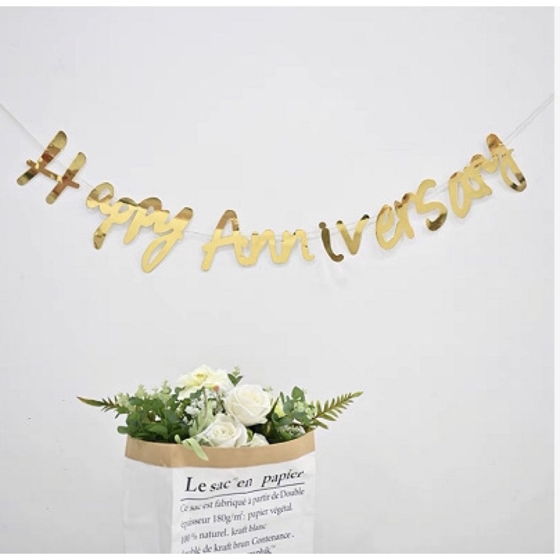 Dây chữ Happy Full Month đầy tháng ép kim trang trí tiệc , dây chữ happy Anniversary kỷ niệm ngày đặc biệt