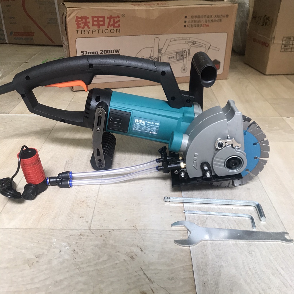 Máy cắt rãnh tường 2 lưỡi Gl2135 - hàng nội địa cao cấp tặng kèm 2 lưỡi + bơm mini+ dây bảo hành 6 tháng