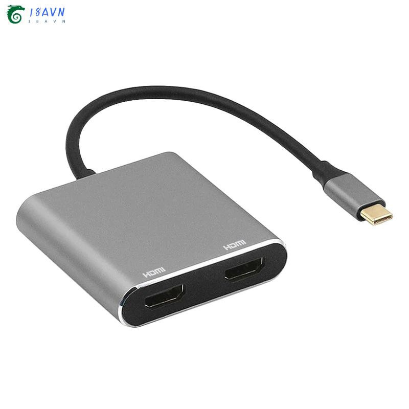 USB C to Dual HDMI Adapter 4K 4 in 1 Type C to Dual HDMI USB 3.0 Port