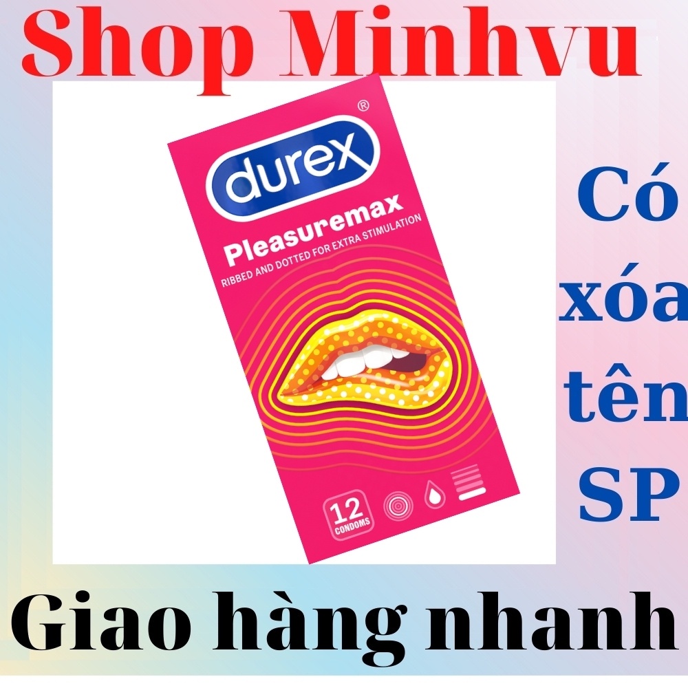 [ Có che tên SP ] Bao cao su Durex Pleasuremax gai hộp 12 chiếc bcs