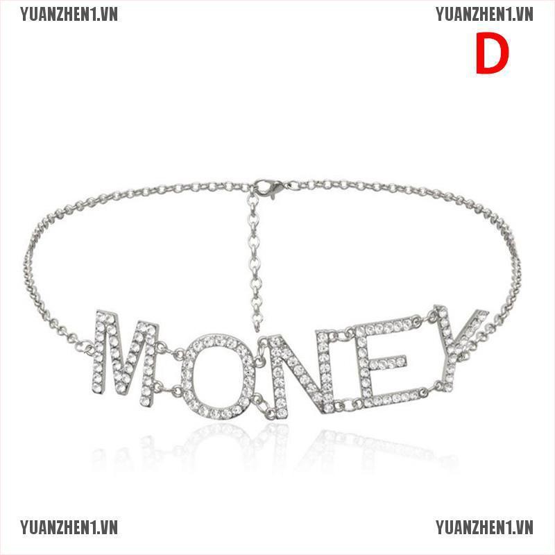 [YUANZHEN1] Thắt Lưng Dây Xích Mặt Chữ Pha Lê Cổ Điển Cho Nữ