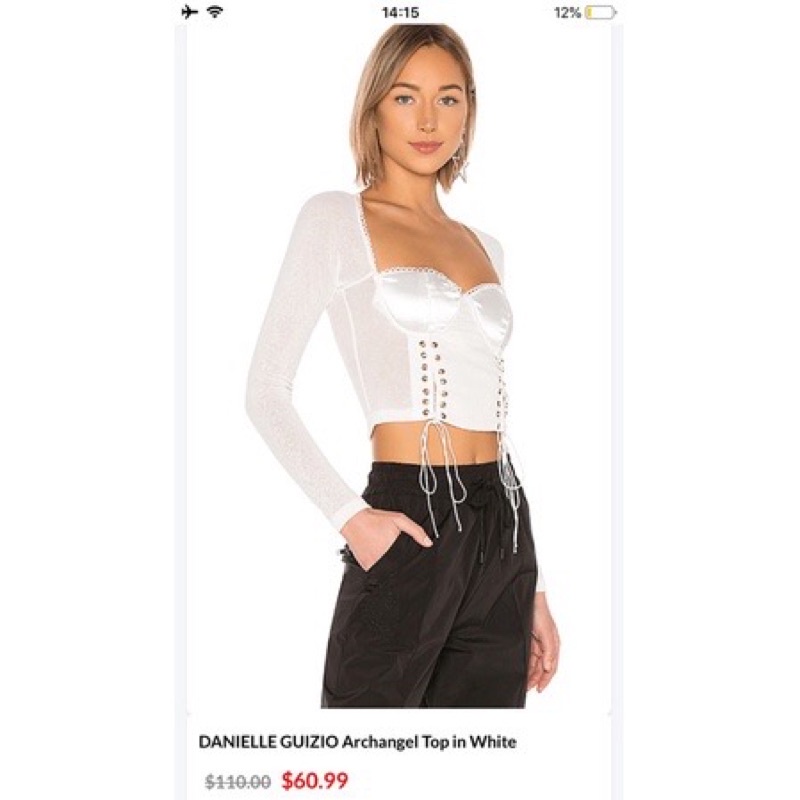 Áo Croptop Đan Dây Pass New Tag 110$ DANIELLE GUIZIO ARCHANGEL CORSET TOP IN WHITE