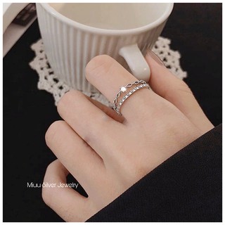 Nhẫn bạc nữ Miuu Silver đính đá layer Clara Ring