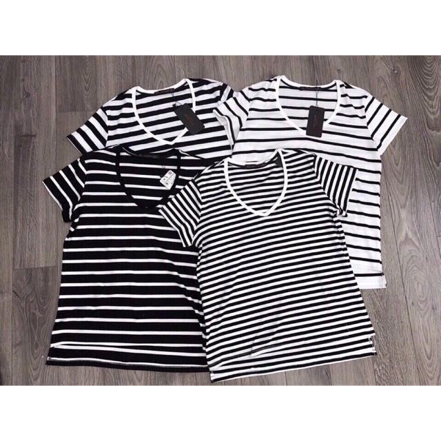 Áo phông kẻ zara basic