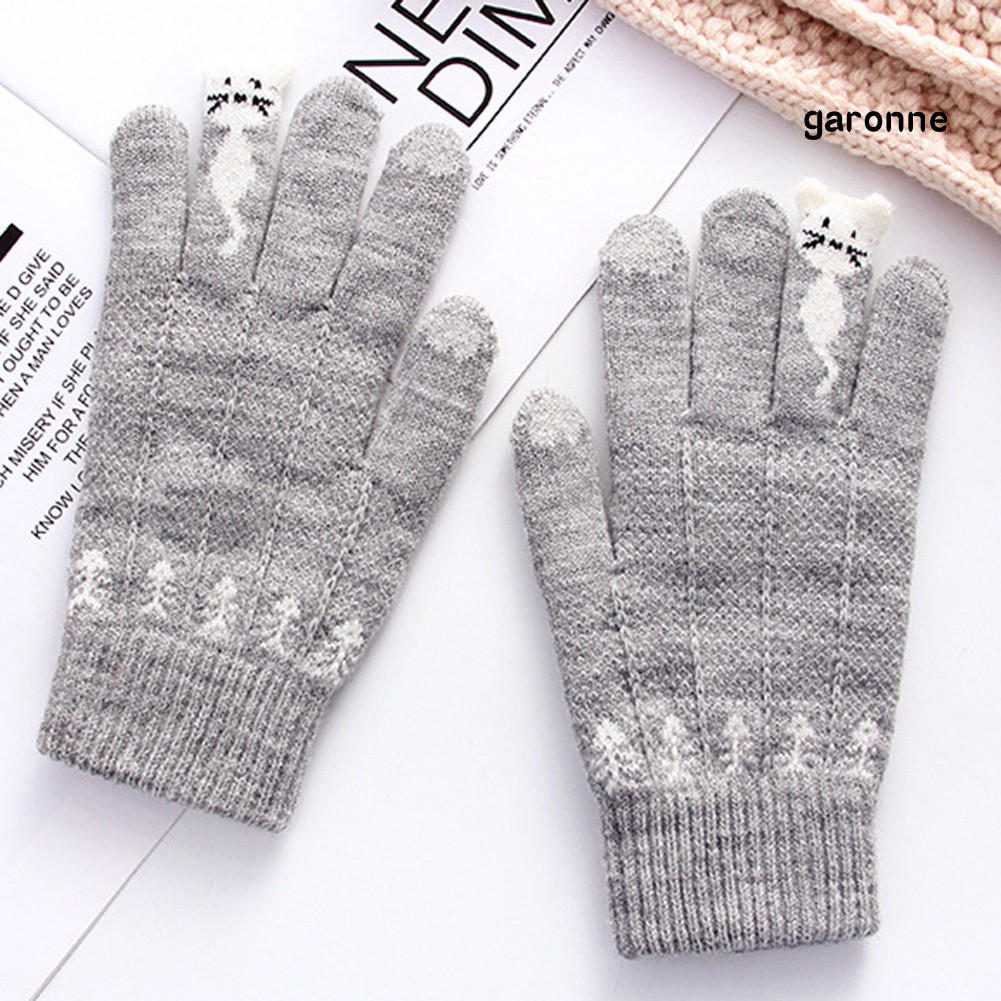 Găng Tay Mùa Đông Ấm Áp Hình Mèo Xinh Xắn Dành Cho Nữ
