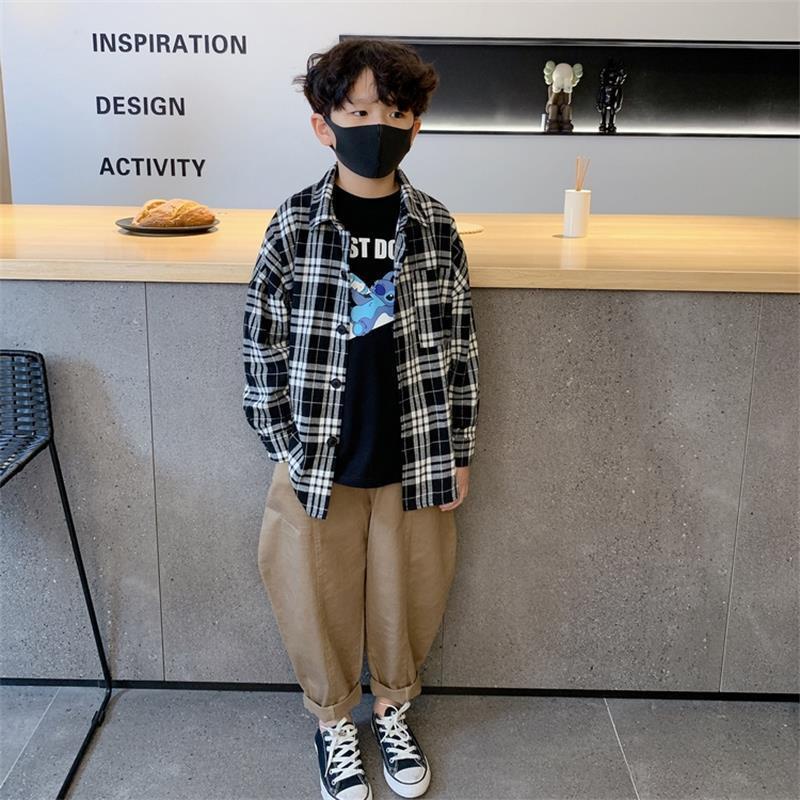 Set Áo Sơ Mi Trắng Tay Dài Dáng Rộng + Quần Dài Phong Cách Hàn Quốc Mẫu Mới Thời Trang Xuân Thu Cho Bé Trai 2022