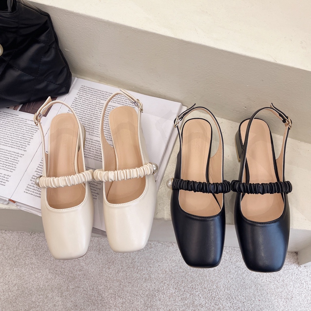 Giày Búp Bê Quai Nhún Khoét Gót Đế 3cm Cho Mùa Hè Giá Cực Yêu G048