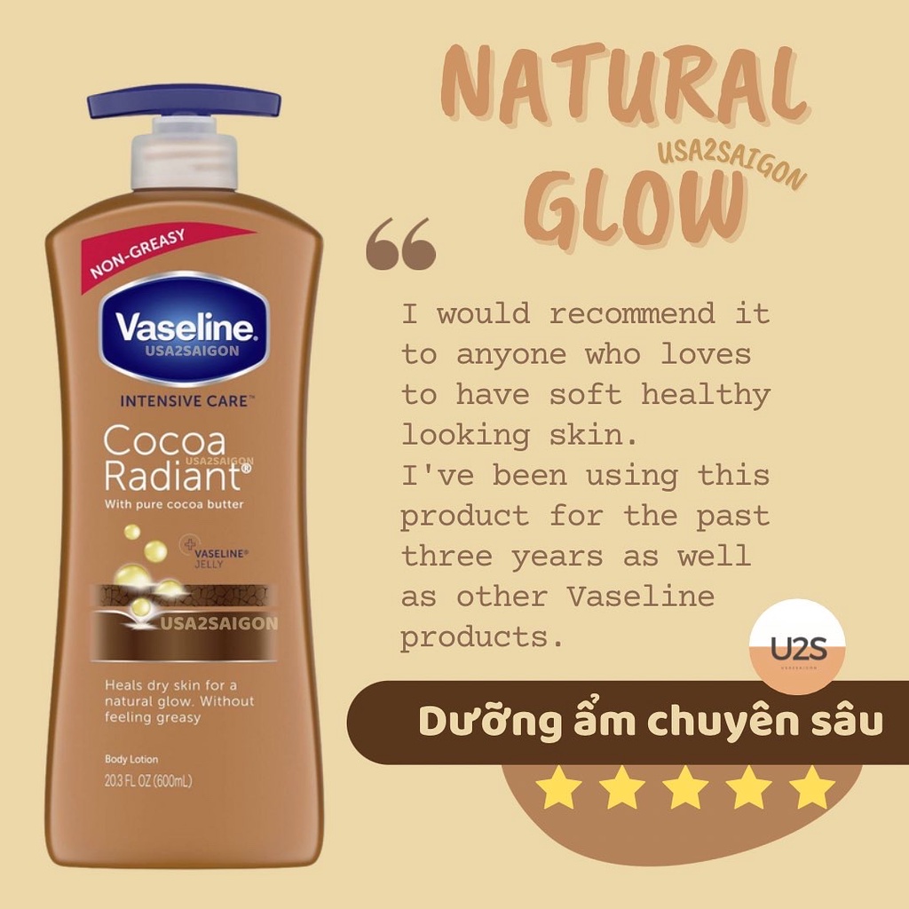 Vaseline Dưỡng Ẩm Toàn Thân Cocoa Radiant Body Lotion 600ML