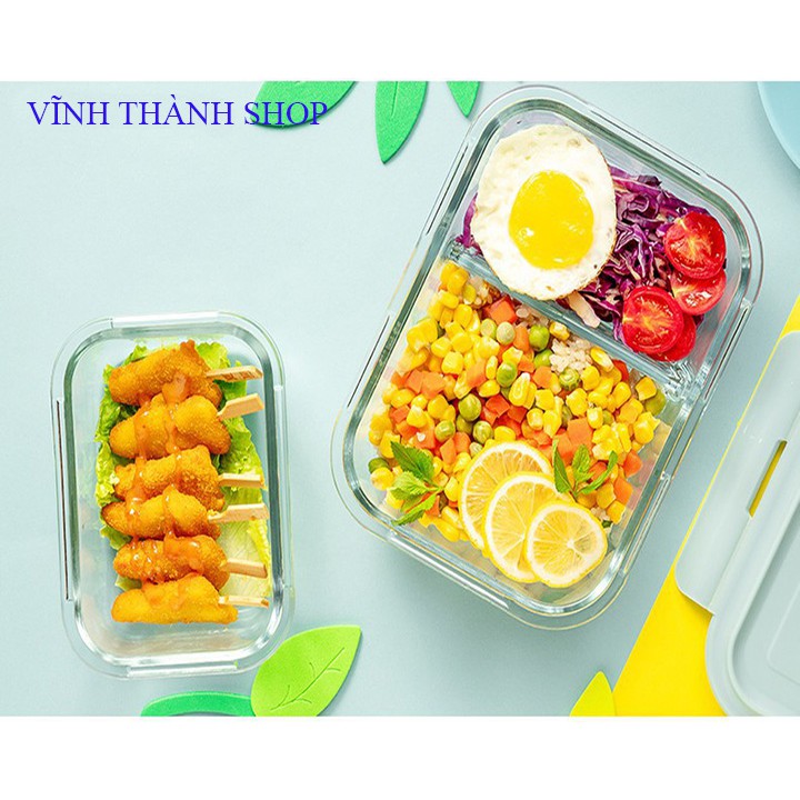 [ Tặng Túi Giữ Nhiệt ] Hộp Cơm Giữ Nhiệt Hộp Cơm Văn Phòng Hộp Cơm Thủy Tinh Hộp Đựng Đồ Chia Ngăn